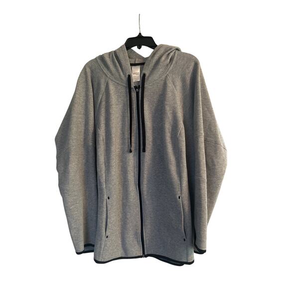 VGUC Danskin Now Women's Gray Zip Up Hoodie Jacket Drawstring Size 3X 22-24 - Picture 1 of 5